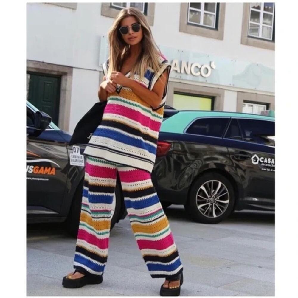 Zara Multicolor Striped Knit pants - Picture 2 of 11